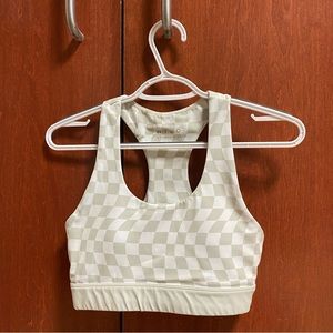 WILO sports bra green and white checkered